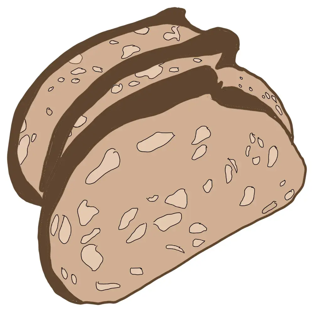 Renata’s black-and-white sketch of a sliced loaf of bread.